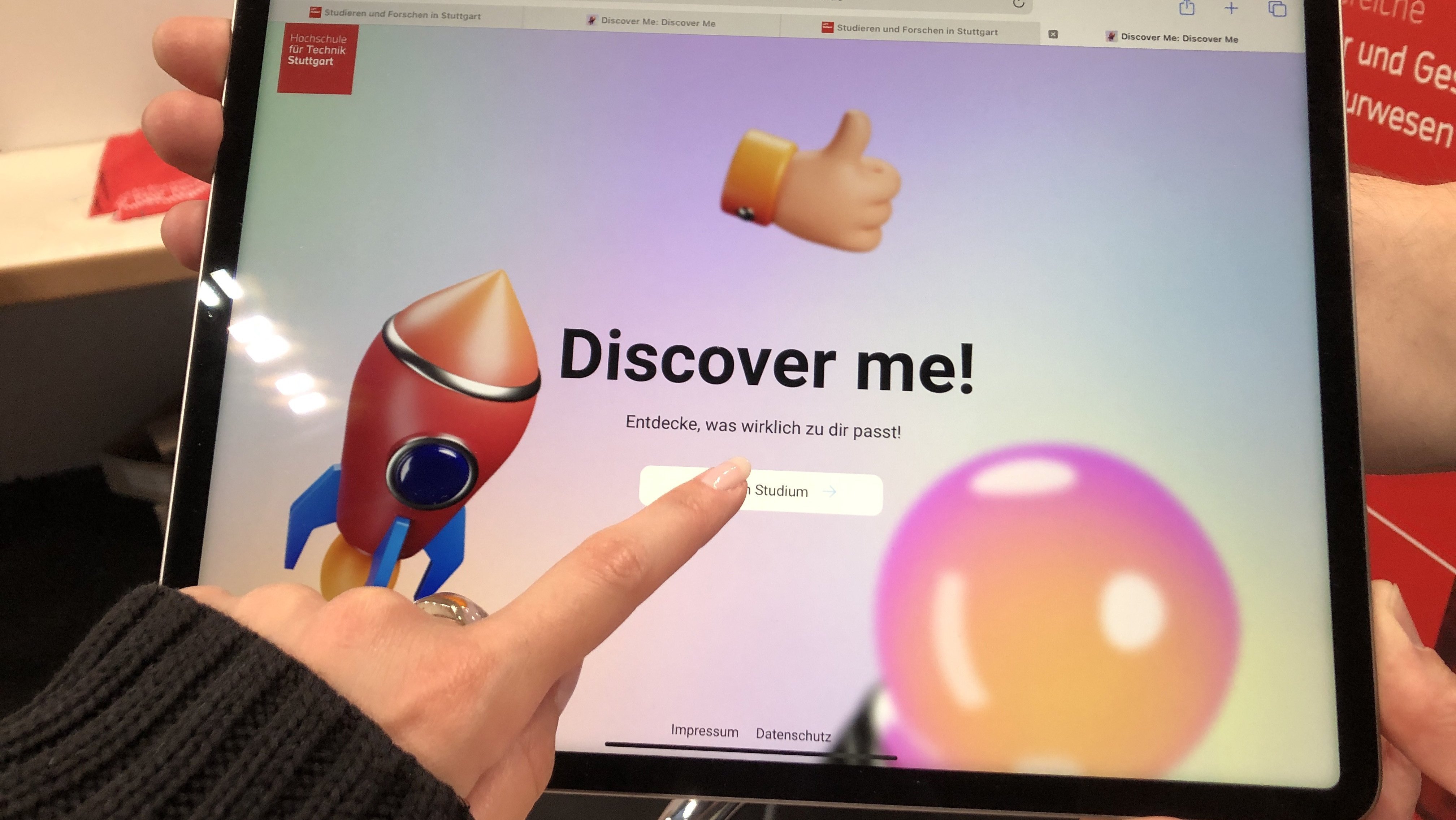 Ansicht des Tools Discover Me! der HFT Stuttgart